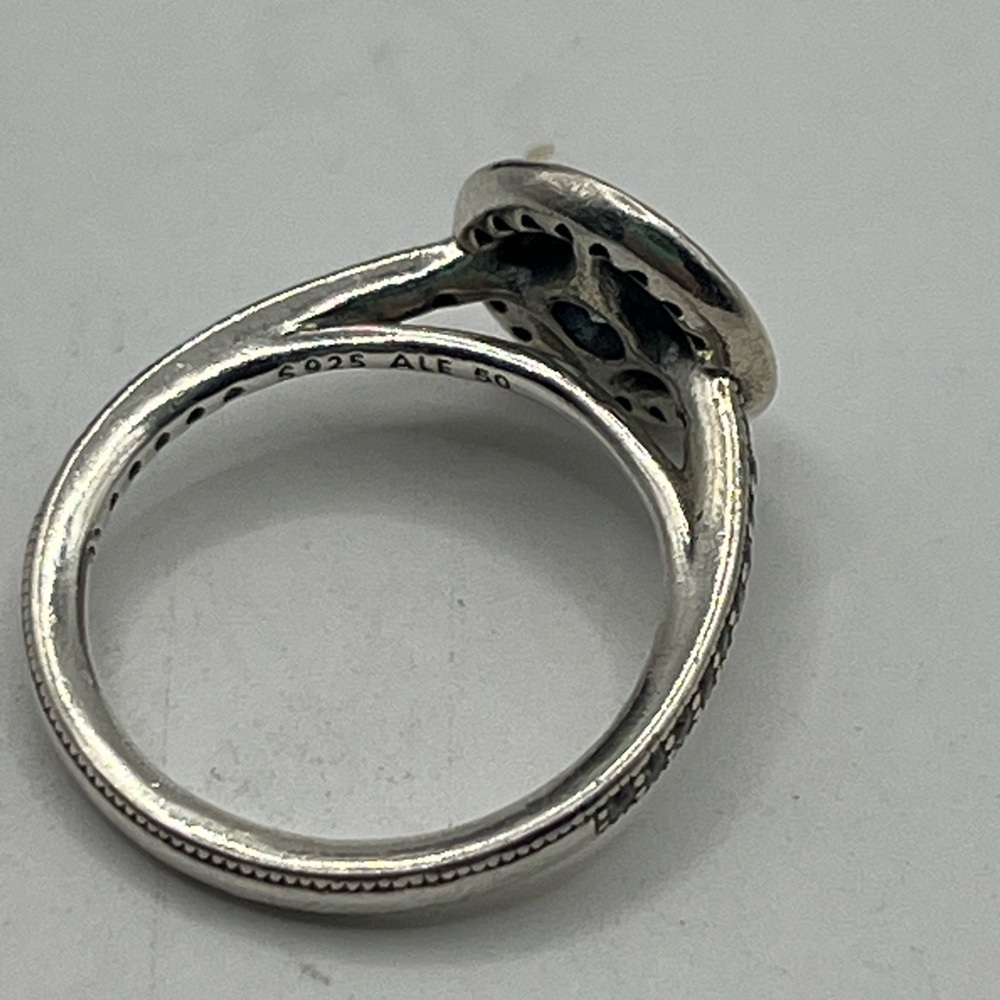 Pandora Sterling Jewelry Suite. Earrings, Necklace and Ring. Cz. - Picture 7 of 9